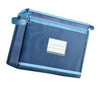 HUAJINGKEJI Borsa portatile per libri scolastici a doppio strato, organizer per documenti, custodia per il trasporto, grande capacità, con manico in nylon, Blu