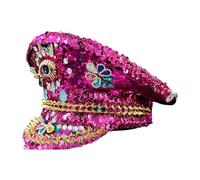 HUAJINGKEJI Cappello da capitano da sposa Bejeweled con strass per le donne cappello da sposa paillettes scintillanti e occhi puntelli fotografici strass tappi