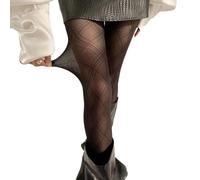 HUAJINGKEJI Collant fantasia a scacchi coscia calze alte nere collant trasparenti a vita alta collant per donne e ragazze