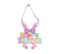 HUAJINGKEJI Easters Cartello da appendere in legno per porta d'ingresso Decors Happy/Spring Hanger Ghirlanda di legno all'aperto Pasqua Corona di legno per la parte anteriore