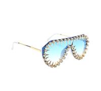 HUAJINGKEJI Occhiali da sole alla moda con rivetto borchiato telaio per uomini e donne alla moda per festival musicali e gite in spiaggia sport all'aperto ombra, Blu, Taglia unica