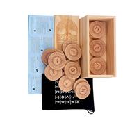 HUAJINGKEJI Premium Nordics Runes Casting Simboli di legno naturale per studio storico meditazioni pratica manufatto culturale portatile strumento spirituale in legno inciso
