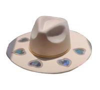 HUAJINGKEJI Suncatchers Cappello con diffrazione arcobaleno Star Moon Cutouts naturale traspirante paglia tessuto per concerti all'aperto picnic magico sole di paglia