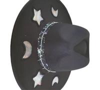 HUAJINGKEJI Suncatchers Cappello con diffrazione arcobaleno Star Moon Cutouts naturale traspirante paglia tessuto per concerti all'aperto picnic magico sole di paglia