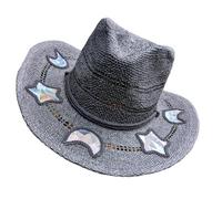 HUAJINGKEJI Suncatchers Cappello con diffrazione arcobaleno Star Moon Cutouts naturale traspirante paglia tessuto per concerti all'aperto picnic magico sole di paglia
