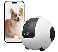 HUAJUN 2.5K Telecamera Robot per Animali con Batterie 10000 mAh, Vista a 360° Blinky Robot, Audio Bidirezionale e Visione Notturna Colori, Rilevatore di Movimento per Animali Domestici, Anziani