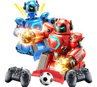 HUAJUN 2 robot telecomandati, combattimento da boxe, gioco di calcio, modalità combattimento duello, suono e luci LED, ricaricabili, giocattolo per ragazzi e ragazze di anni