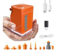 HUAJUN Pompa Elettrica Portatile da Campeggio, 3000mAh Mini Gonfiabile Pompa Dotato LED Luci Ventilatore, Ricaricabile USB, 10 Ugelli Multifunzione per Letto ad Aria, Sacchetto Sottovuoto, Piscina