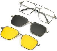 Hualabo Occhiali da sole polarizzati magnetici 3 in 1, da uomo e donna, con clip magnetica, occhiali da sole polarizzati con clip, protezione UV con manicotto magnetico, grigio
