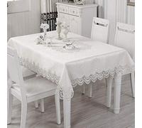 HUALEMEI Morbido Ruga Copertina per Tavolini Macrame Lace con Design di Pizzo Vintage Ricamato Decorazione da Tavolo Europea,tovaglia Rettangolare in Pizzo Bianco 150x220cm