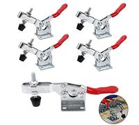 HUALIANG 5 Pezzi Toggle Morsetto,90 kg GH-201B Morsetti a Ginocchiera Toggle Verticale,Utensili Manuali Orizzontali,Clamp Morsetti Utensile a Mano in Metallo,Attrezzo a Levetta,per Officina Meccanica
