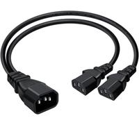 HuaLiSiJi C14 a 2 C13 Sdoppiatore C13 10A 250 V Sdoppiatore IEC 320 C14 Maschio a 2 x C13 Femmina Cavo Alimentazione Doppio C13 Cavo C13 Y Splitter per Vari Apparecchi Elettrici (1 m)