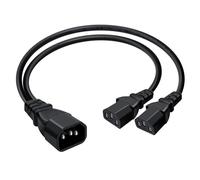 HuaLiSiJi C14 a 2 C13 Sdoppiatore C13 10A 250 V Sdoppiatore IEC 320 C14 Maschio a 2 x C13 Femmina Cavo Alimentazione Doppio C13 Cavo C13 Y Splitter per Vari Apparecchi Elettrici (0.5m)