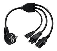 HuaLiSiJi Cavo Alimentazione Schuko 10A 250V C13 Schuko Cavo di Corrente Spina con Impianto di Terra Tipo F (CEE 7/4) a Connettore C13+C5+C7 Femmina (0.5m)