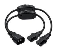 HuaLiSiJi Cavo C14 C13 con Interruttore 10A 250V C14 a C13 con Interruttore Singolo C14 a Doppio C13 Cavo Alimentazione Interruttore per Elettrodomestici TV PC Ecc (35cm)