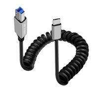 HuaLiSiJi Cavo da Tipo C a USB B 3.0 Alta Velocità 5Gbps Cavo a Spirale Stampante USB C per Scanner, Dischi Rigidi Esterni, Stampanti Multifunzione ecc (Tipo C, 0.8 m)