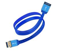 HuaLiSiJi Cavo di Prolunga USB 3.0 Cavo USB Maschio Femmina 5Gbps Trasferimento Prolunga USB Cavo Piatto Custodia in Lega di Alluminio con Interfaccia Dorata per Uunità Flash,Webcam (Blu, 0.6 m)