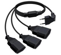 HuaLiSiJi Cavo Prolunga con Spina Europea 90 Gradi 2.5A 250V Cavo di prolunga 3 in 1, Prolunga Elettrica Presa Europea per Elettrodomestici TV PC ecc (Nero, 1 m)