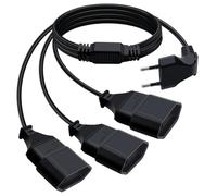 HuaLiSiJi Cavo Prolunga con Spina Europea 90 Gradi 2.5A 250V Cavo di prolunga 3 in 1, Prolunga Elettrica Presa Europea per Elettrodomestici TV PC ecc (Nero, 1.5m)