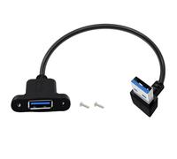 HuaLiSiJi Cavo USB 3.0 per Montaggio a Pannello Prolunga USB 3.0 90 Gradi Cavo USB Maschio Femmina Corto per Mouse, Tastiera, Stampante (Incurvato verso l'alto, 0.3 m)