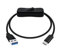 HuaLiSiJi Cavo USB C 3.0 con Interruttore. Il Cavo di Carica USB C supporta la Trasmissione Dati a 5Gbps e l'Alimentazione Elettrica per Ventilatori USB, Telefoni Cellulari, ecc (Nero, 1 m)