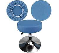 HuaLiSiJi Copri Sgabello Rotondo 30-40cm Fodera Sgabello Rotondo Tessuto di Lusso, Estensibile Resistente Alle Rughe Lavabile Antipolvere Morbido e Durevole (Blu, 1)