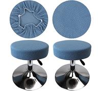 HuaLiSiJi Copri Sgabello Rotondo 30-40cm Tessuto di Lusso, Estensibile Ingualcibile Lavabile Antipolvere Morbido e Resistente, Trasforma Gli Sgabelli in Pochi Secondi (2, Blu)