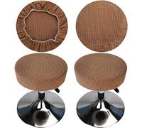 HuaLiSiJi Copri Sgabello Rotondo 30-40cm Tessuto di Lusso, Estensibile Ingualcibile Lavabile Antipolvere Morbido e Resistente, Trasforma Gli Sgabelli in Pochi Secondi (2, Marrone)