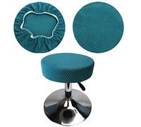 HuaLiSiJi Copri Sgabello Rotondo 30-40cm Tessuto di Lusso, Estensibile Ingualcibile Lavabile Antipolvere Morbido e Resistente, Trasforma Gli Sgabelli in Pochi Secondi (1, Blu Pavone)