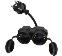 HuaLiSiJi Doppia Spina Schuko 16A 250V Doppia Presa, Prolunga Mini Con Contatto di Protezione IP44 per Esterno o Interno, Casa, Ufficio 25cm