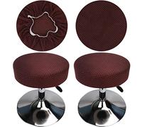 HuaLiSiJi Fodera Sgabello Rotondo 30-40cm Allungabile Senza Rughe Lavabile Antipolvere Morbido e Durevole, Trasforma Gli Sgabelli in Pochi Secondi (2, Caffè)