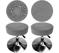 HuaLiSiJi Fodera Sgabello Rotondo 30-40cm Allungabile Senza Rughe Lavabile Antipolvere Morbido e Durevole, Trasforma Gli Sgabelli in Pochi Secondi (2, Grigio Chiaro)
