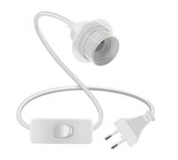 HuaLiSiJi Portalampada E27 con Cavo e Interruttore 60W 230V con Anello a Vite per Portalampada E27 per Appendere, Luci Verticali, Cavi di Illuminazione Fai da Te (Bianco, 3.5m)