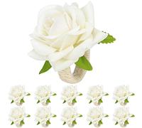 HuaLiSiJi Portatovaglioli da Tavola, Elegante decorazione della tavola per matrimonio, San Valentino, banchetto, Natale, compleanno, Ringraziamento (10 Pezzi Bianco)
