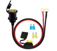 HuaLiSiJi Presa Accendisigari Impermeabile Con Cavo 12V 24V 14AWG Cavo Presa Accendisigari Femmina a Terminali ad Anello, con 15A Fusibile per Auto, Moto, Barche (1m)