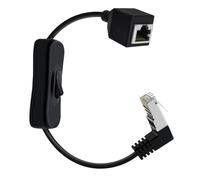 HuaLiSiJi Prolunga Cavo Ethernet Cat 6e con Interruttore On/Off 1000 Mbps 90 gradi Cavo di Prolunga RJ45 Maschio Femmina per Cavo Ethernet Cat6/Cat5e/Cat5 (Incurvato verso l'alto, 0.6 m)