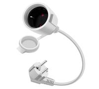 HuaLiSiJi Prolunga Corta Schuko 90 Gradi 16A 250V Mini Prolunga Schuko IP44 per Esterno o Interno, Casa, Ufficio (Bianco, 1m)
