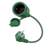 HuaLiSiJi Prolunga Corta Schuko 90 Gradi 16A 250V Mini Prolunga Schuko IP44 per Esterno o Interno, Casa, Ufficio (Verde, 1m)
