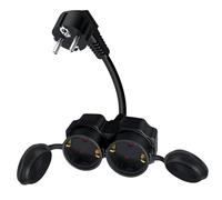 HuaLiSiJi Prolunga Doppia Schuko 16A 250V Cavo di Prolunga con 2 Prese Schuko, Contatto di Protezione Presa Cavo IP44 per Cucina, Ufficio, Casa (25cm)