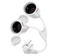 HuaLiSiJi Prolunga Doppia Schuko Cavo di Prolunga con 2 Prese Schuko 16A 250V Cavo di Estensione Protettivo IP44 del Contatto, per Esterno o Interno, Casa, Ufficio (Bianco 35 cm)
