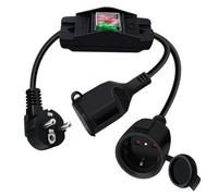 HuaLiSiJi Prolunga Doppia Schuko con Interruttore 16A 250V Cavo di Prolunga con 2 Prese Schuko Cavo di Prolunga IP44, per Esterni o Interni per Esterni o Interni (Nero, 1.5 m)