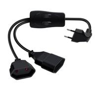 HuaLiSiJi Prolunga Europea con Interruttore 2.5A 250V Cavo Prolunga Doppio Presa Europea 2x0.75mm² Angolo 90° Cavo con Interruttore Europea per Elettrodomestici Lampada TV PC Ecc (0.5m)
