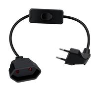 HuaLiSiJi Prolunga Europeo con Interruttore 2.5A 250V Prolunghe Elettriche Europeo Cavo Prolunga Europeo Corta, per Elettrodomestici, Lampada, Spina di Ricarica, TV, PC Ecc (Nero, 0.5m)