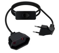 HuaLiSiJi Prolunga Europeo con Interruttore 2.5A 250V Prolunghe Elettriche Europeo Cavo Prolunga Europeo Corta, per Elettrodomestici, Lampada, Spina di Ricarica, TV, PC Ecc (Nero, 2m)