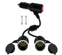 HuaLiSiJi Sdoppiatore Accendisigari Auto con interruttore Auto Accendisigari 2 Way Splitter 12V/24V Cavo Accendisigari 16AWG 2x1.0mm² con Fusibile 15A per Auto, Camion, Camper (0.3 m)
