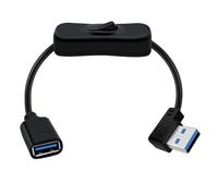 HuaLiSiJi USB 3.0 Cavo con Interruttore USB 3.0 Maschio a Femmina con Interruttore Supporta 5Gbps Trasmissione Dati e Alimentazione, Per PC Portatile, LED (Torna a destra, 0.3 m)