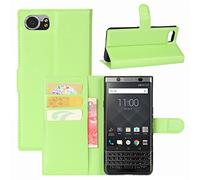 HualuBro Cover Blackberry Keyone, Flip Case in PU Pelle Premium Portafoglio Cover [Funzione Stand] [Slot Carte] Leather Wallet Phone Custodia per Blackberry Keyone (Verde)