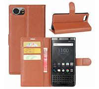 HualuBro Cover Blackberry Keyone, Flip Case in PU Pelle Premium Portafoglio Cover [Funzione Stand] [Slot Carte] Leather Wallet Phone Custodia per Blackberry Keyone (Marrone)
