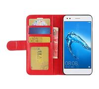 HualuBro Cover Huawei Y6 PRO 2017, Flip Case in PU Pelle Retro Portafoglio Cover [Funzione Stand] [Slot Carte] Leather Wallet Phone Custodia per Huawei Y6 PRO 2017 / P9 Lite Mini - Rosso
