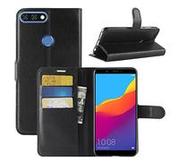 HualuBro Cover Huawei Y7 2018, Flip Case in PU Pelle Premium Portafoglio Cover [Funzione Stand] [Slot Carte] Leather Wallet Phone Custodia per Huawei Y7 2018 (Nero)